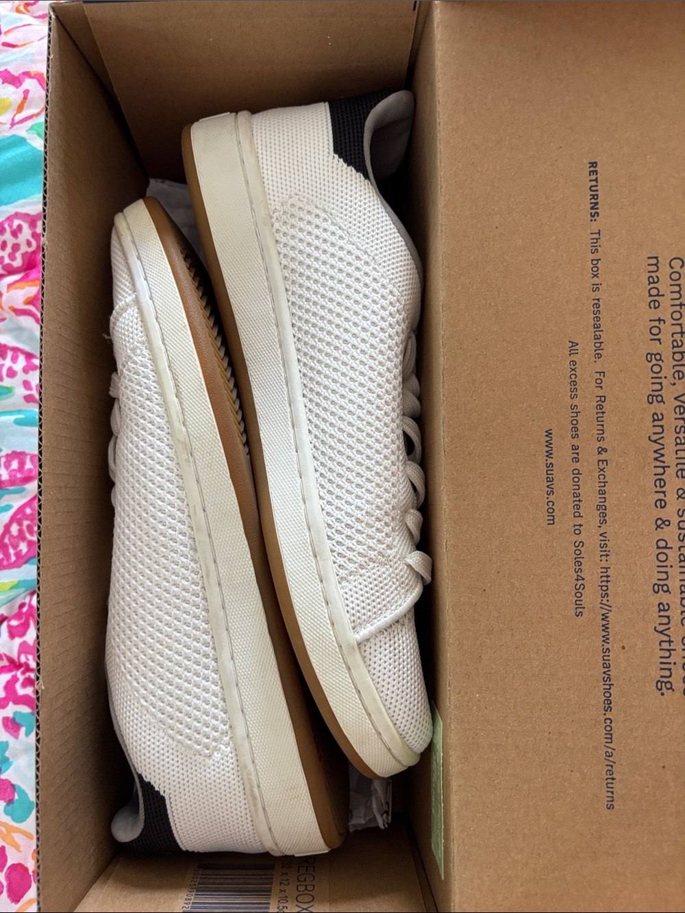 Suavs The Classic White and Navy washable Knit Sneaker
